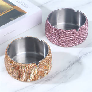 Cenicero multifunción de acero inoxidable con diamantes de imitación de cristal ostentosos de lujo, cigarros a prueba de viento, accesorios de decoración de cigarrillos - Product Image 6