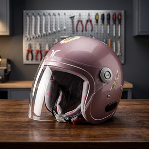 Nuevo Casco Integral de Motocicleta con Diseño Floral Jet, ABS, PC, Visera Transparente de Espuma de Liberación Rápida, Certificado DOT, Compatible con HANS, para Adultos - Product Image 1
