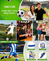 Bracelet extensible en perles de argile Football Mondial 2026, Bijou sportif pour le jour du match, Breloque pour supporter de football, Accessoires empilables, Cadeau pour fan de l'équipe