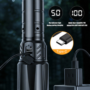 FX-900 Zoom Flashlight <b>LED</b> <b>Rechargeable</b> Waterproof Outdoor Portable USB Side <b>Light</b> Long Shot - Product Image 4