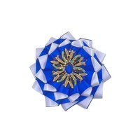 Pin Bros Bunga Kristal Rhinestone 5.5 Inci Biru Putih untuk Hari Jadi