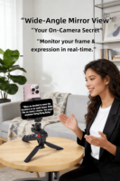 Support de Téléprompteur Double pour Téléphone, Perche à Selfie et Trépied pour Diffusion en Direct et Enregistrement, Support de Téléphone Portable Multifonctionnel et Portable.