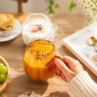 Mug en verre à motif de feuilles, transparent, ambre, tasse créative pour le petit-déjeuner à la maison