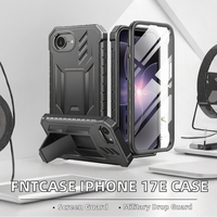 Étui robuste FNTCASE pour 17e Armor Design en TPU avec protection d'écran intégrée, béquille et protection antichoc de qualité militaire contre les chutes