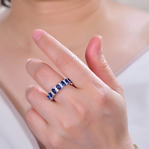 Anillos de Plata de Ley 925 con Circonita Cúbica y Piedra Natural Grabada, Joyería al por Mayor para Hombre y Mujer, con Piedra Azul - Product Image 2