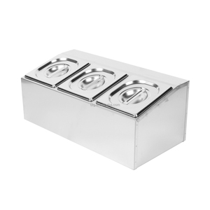 Conteneur de buffet en acier inoxydable à 3 compartiments, poli miroir, qualité alimentaire, utilisation en restaurant, bac gastronorme - Product Image 1
