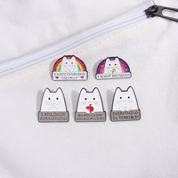 Chine fabricant arc-en-ciel lettres anglaises chat blanc Badge métal émail doux épingles Badges chat épinglettes