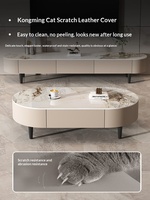 Table basse en dalle de pierre avec structure en bois massif, style nordique, pour salon, petit appartement, design ovale, minimaliste, sur pied