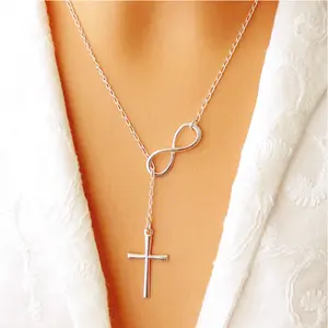 Eenvoudig Ontwerp Infinity Liefde En Cross Hanger Ketting Voor Gift