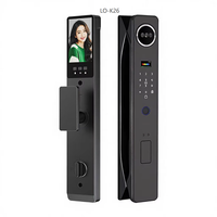 Serrure de porte intelligente Tuya avec reconnaissance faciale par veine palmaire, empreinte digitale, mot de passe, carte IC, contrôle par application, interphone, déverrouillage par clé, en alliage d'aluminium