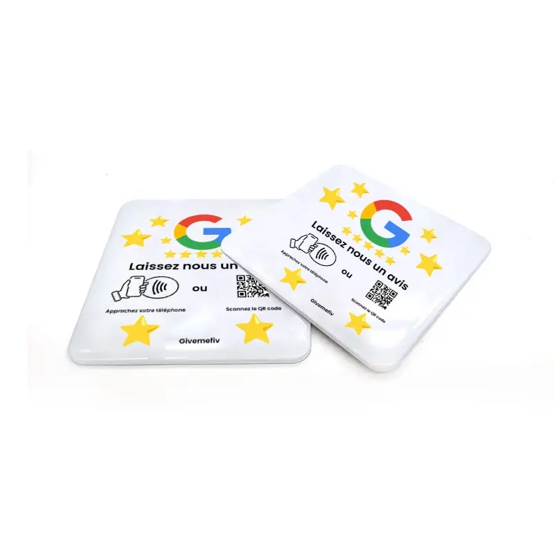 120x120MM Programmier bare NFC Google Review Card ISO14443A Wasserdichter Epoxy Google Review Plate Aufkleber