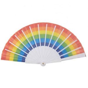 <b>Frame</b> Prime Performance Festival Party Dancing Wedding Rave Chinese Decoration Rainbow Folding <b>Plastic</b> Hand Fan - Product Image 4