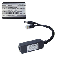 Divisor POE de 24V/12V 1A 2A 24W, Inyector Ethernet Activo con Estándar IEEE 802.3af/at, Certificado CE/RoHS (Alimentación CC)