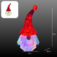 Lampe de table LED Gnome de Noël holographique, 120 LED blanches prismatiques, décoration de vacances irisée, cadeau festif d'intérieur