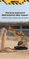HUINA Excavadora RC Metálica Mejorada 580 1580 1/14, Vehículo de Ingeniería Eléctrico con Garra de Bolas, Cuchilla Giratoria 360°, Modelo V4 2025