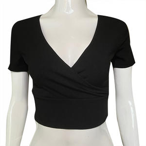 T-shirt manches courtes imprimé à la mode pour le printemps et l'été tricoté pour femmes européennes et américaines Sexy Open Nomel Top Hundred Towers - Product Image 1