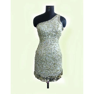 Robe moulante de style premium avec motif brodé, asymétrique à une épaule, pour soirée, pour femme - Product Image 1