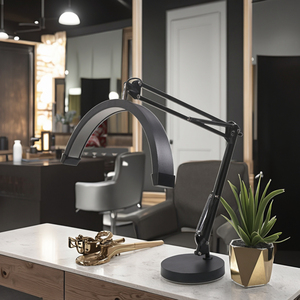 現代的な16インチ電気デスクトップまつげ & ネイルランプ20W LED調整可能な目のケアハーフムーンメタルシェード美容テーブルランプ - Product Image 4