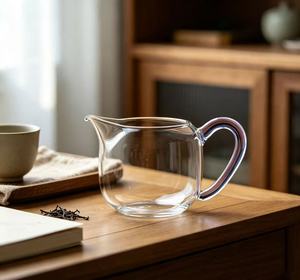 Carafe en verre transparent avec poignée colorée personnalisée pour <span class=keywords><strong>la</strong></span> maison et <span class=keywords><strong>la</strong></span> table, idéale pour l'eau et le thé – Vente en gros - Product Image 1