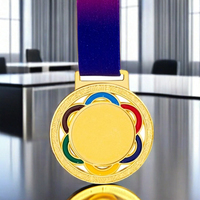 Logo personnalisé Blanks Sublimation Ribbon Awards Metal Trophy Sports Custom Trophées and Medals Plaques 2024 Paris Gold Blank Medal