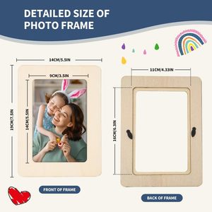 Picture <strong>Frame</strong> Painting Craft Kit <strong>DIY</strong> Wooden Photo <strong>Frames</strong> with Stand Painting Tools Set <strong>Eva</strong> Stickers for Kids Craft and Decorate - Product Image 3