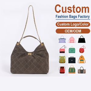 Bolso Vintage de Gamuza con Rayas de Diamantes, Diseño de Cadena Metálica, Elegante Bolso de Hombro/Axila para Mujer, Verano, Procesamiento ODM - Product Image 1