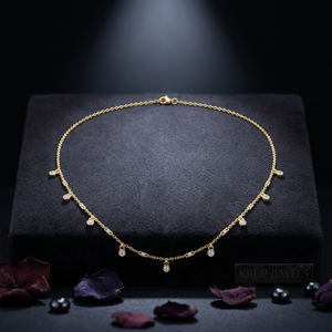 สร้อยคอเพชรทรงหยดน้ำเจียระไนบริลเลียนท์  ทองคำแท้ 14K 18K  ประดับเพชรคุณภาพสูงสีขาว E  งานฝีมือประณีตสำหรับผู้หญิง เหมาะสำหรับงานปาร์ตี้ - Product Image 1