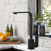Mitigeur de robinet de cuisine moderne 360 degrés 304sus eau chaude et froide noir nickel brossé carré inoxydable pour hôtels