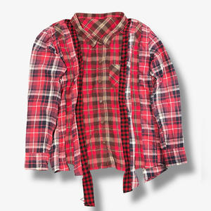 ラインストーンベロアチェック柄フル長袖シャツ2025年春ビンテージスタイルメンズカスタムルースフィットディスドレスアシッドウォッシュラインストーン - Product Image 6