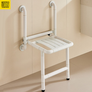 <b>Bathroom</b> Folding <b>Stool</b> Wall Mounted Non Slip Seat For Elderly Disabled Toilet Use 500kg Load Capacity Stainless Steel - Product Image 5