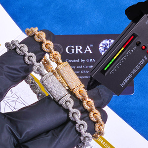Bracelets Moissanite à maillons ovales lourds en Vermeil d'or Argent S925 Pavé de diamants Hip Hop Personnalisé Iced Out Streetwear Fournisseurs B2B OEMs - Product Image 5