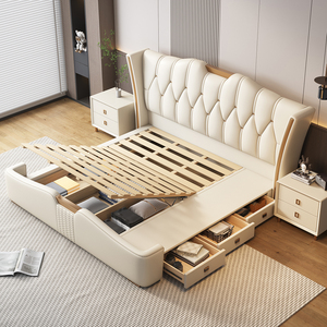 Phong Cách Châu Âu <span class=keywords><strong>Divan</strong></span> Mềm Da Đầu Giường Nữ Hoàng Kích Thước Giường Với Ngăn Kéo Lưu Trữ - Product Image 2