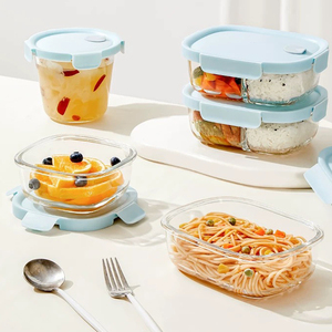 Boîte à lunch écologique en verre soufflé à la main pour <span class=keywords><strong>femme</strong></span> avec couvercle en plastique, compatible micro-ondes, pour cuisine, fête, préparation de repas, bento, contenant alimentaire - Product Image 4