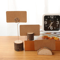 Porte-cartes de table de mariage en bois véritable avec fil et carte kraft pour numéros de table, décorations de fête, notes et photos