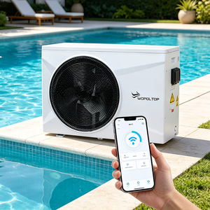 รีโมทคอนโทรลอัจฉริยะแบบ WiFi สำหรับปั๊มความร้อนสระว่ายน้ำ, ชุดเครื่องทำความร้อนแบบใช้ลม R32 สำหรับวิลล่า โรงแรม โรงยิม สระว่ายน้ำ เหมาะสำหรับทั้งสระว่ายน้ำแบบตั้งพื้นและแบบฝังดิน - Product Image 1