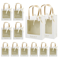 Sacs cadeaux pour mariage et fêtes, 3 couleurs, avec poignée et fenêtre, sacs en papier pour emballages cadeaux (sans ruban, sans étiquette)
