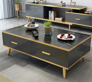 Mesa de Centro de Madera Moderna y Ecológica, Duradera, con Almacenamiento, para Sala de Estar, Muebles para Apartamento - Product Image 1