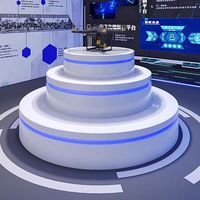 Exhibidor de Estante de Forma Irregular, Mesa de Arena, Mueble Isla, Exhibidor Circular Lacado, Vitrina Iluminada