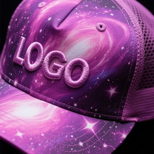 Galaxy Printing Embroidery LOGO Soft <b>Top</b> 5-panel Sporty Baseball Cap Black Cotton Sweat Wicking Sports Customized - Product Image 4