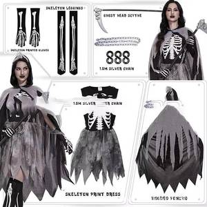 Nouvelle tenue de cosplay d'horreur mystérieuse HP pour Halloween, costume de la mort avec faucille, taille adulte - Product Image 3