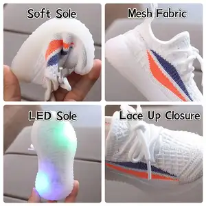 High Quality Fashion Children Sports Shoes Mesh Upper Flashing Light Sneaker Shoes With Led Light