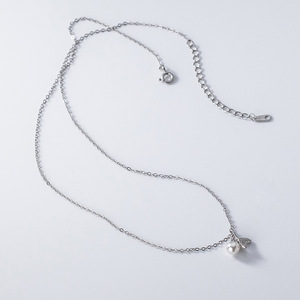 S925 Pure <b>Silver</b> Korean Style Sweet Irregular <b>Pearl</b> <b>Necklace</b> Female Temperament Accessory Y01241 - Product Image 4