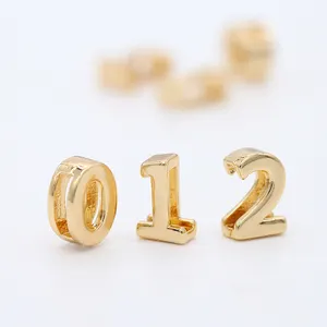 Simple Design 14K Gold Plated Number Charm for Bracelet Necklace Making