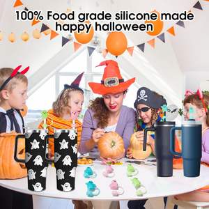 Cubiertas de Silicona para Pajitas con Diseño de Fantasmas Luminosos para Halloween - Accesorios Divertidos para Vasos - Product Image 5