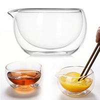 Bol à matcha en verre à double paroi moderne et écologique en gros, avec bec verseur, accessoires à matcha de qualité alimentaire, support pour fouet en verre