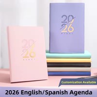 Agenda personnalisé A5 2026 avec logo, planificateur quotidien, hebdomadaire et mensuel, carnet de notes, plusieurs couleurs, couverture rigide en cuir, agenda en cuir