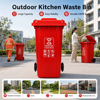 Poubelle à roulettes de grande capacité 240L, poubelle en plastique avec couvercle pour la collecte des déchets dans les espaces publics extérieurs