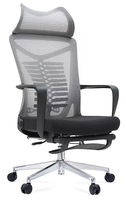 Chaise pivotante ergonomique en maille à dossier haut avec appui-tête réglable, support lombaire et repose-pieds rétractable pour bureau de direction ou poste de travail à domicile