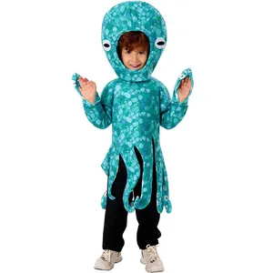 Navidad niño calamar Cosplay disfraz Halloween fiesta suministro para niños capucha túnica traje niños lindo azul pulpo disfraz - Product Image 2