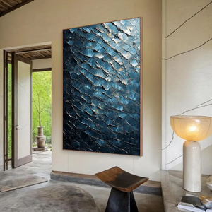 <span class=keywords><strong>Art</strong></span> abstrait sur toile verte Wabi-Sabi fait à la main avec texture 3D en acrylique - Product Image 4